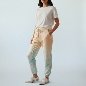 PJ Salvage Ombre Dip Dye Jogger Pants Peach Blue Tie Dye Lounge SZ S. VERY soft